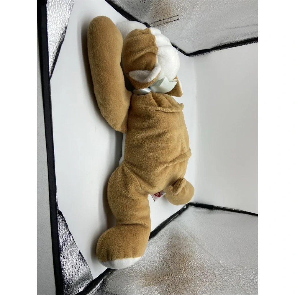 Ty Pluffies Lot 2 Plush Dog Toys Shaggy Tan Puppy and Brown White Bulldog 2004